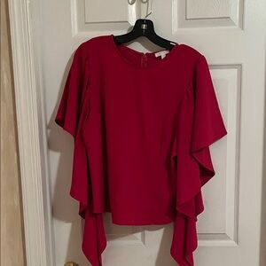 Fuchsia, dramatic sleeve blouse. Size large.